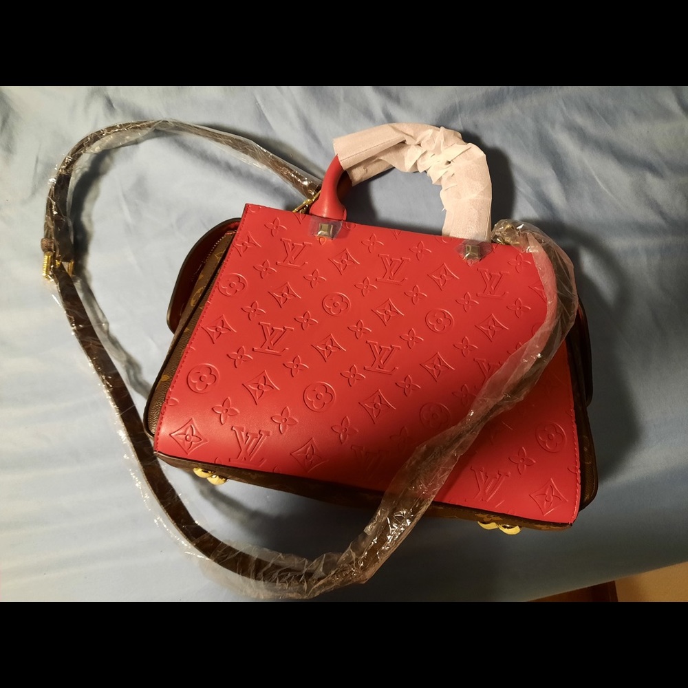 Red and Brown Flower Print Purse